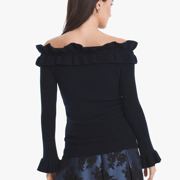 WHBM Off-The-Shoulder Ruffle Sweater - Picture 2 of 9